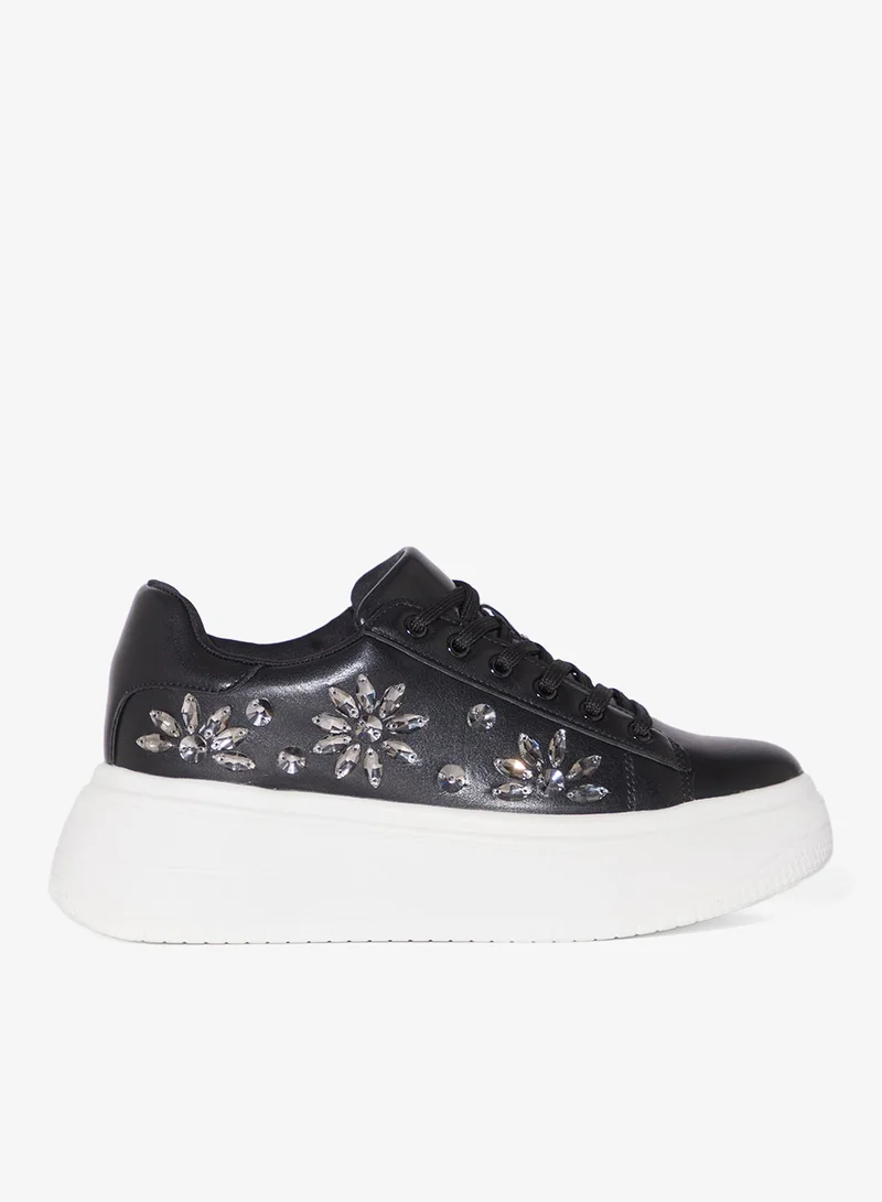 Ginger Floral Rhinestone Chunky Sneakers