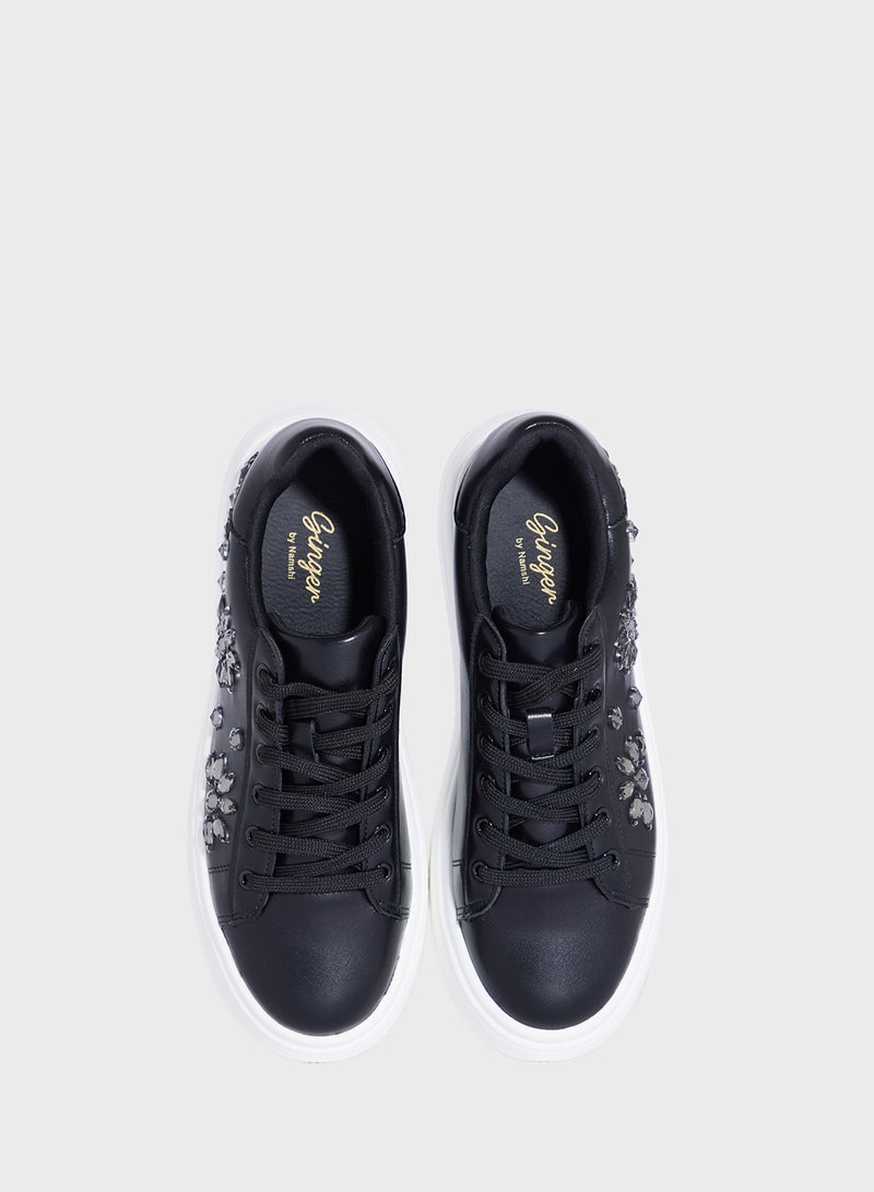 Ginger Floral Rhinestone Chunky Sneakers  - Image 4