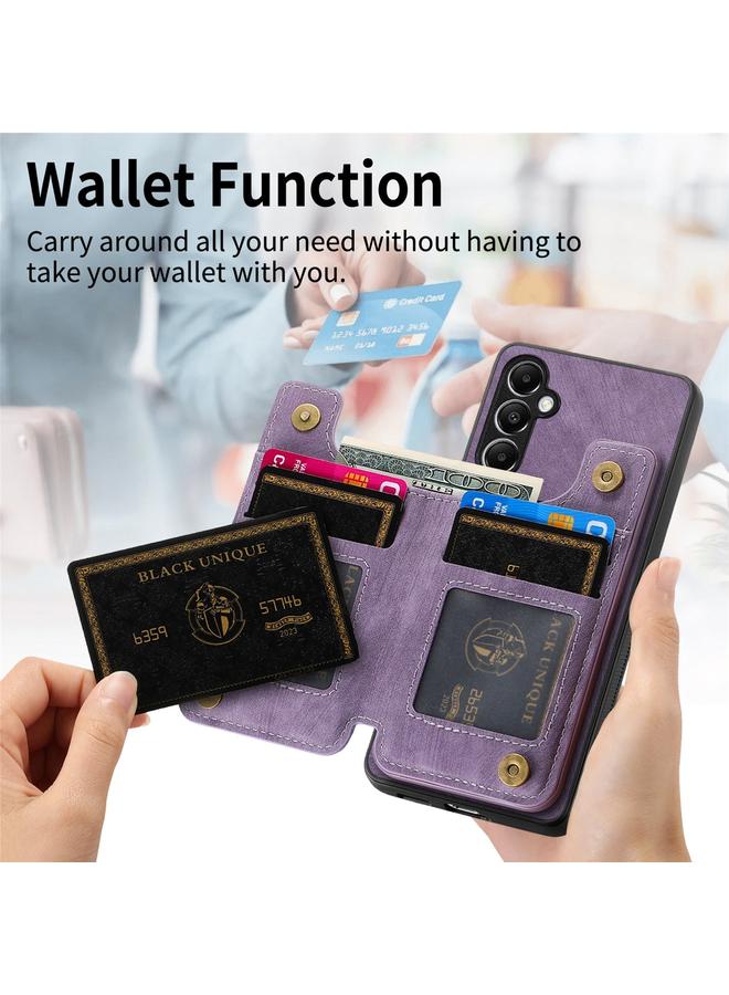 اس-توب جراب خلفي بسحاب من الجلد بتصميم ريترو لهاتف Samsung Galaxy A24 - Image 3