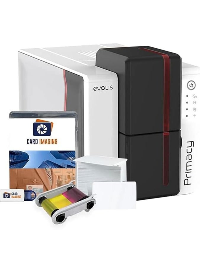 Evolis Primacy 2 Dual-Sided ID Card Printer & Supplies Bundle Badge Machine (PM2-0025-A) - Image 1