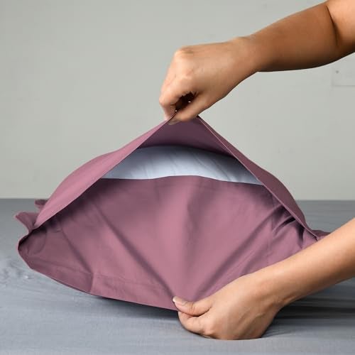 SleepyCat Cotton Solid Pillow Case with Envelope Closure - Pack of 2 Count | Coloured with AZO-Free Dyes and Oeko-Tex Certified | Machine Washable, Purple Panther (Standard Size, 28X18 Inches),200 - Image 2