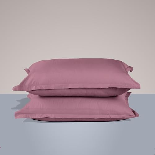 SleepyCat Cotton Solid Pillow Case with Envelope Closure - Pack of 2 Count | Coloured with AZO-Free Dyes and Oeko-Tex Certified | Machine Washable, Purple Panther (Standard Size, 28X18 Inches),200 - Image 1