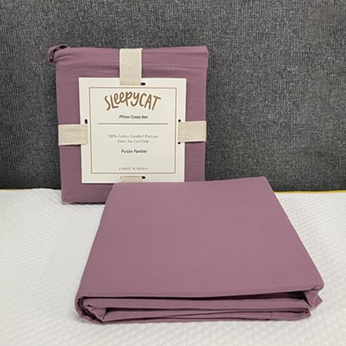 SleepyCat Cotton Solid Pillow Case with Envelope Closure - Pack of 2 Count | Coloured with AZO-Free Dyes and Oeko-Tex Certified | Machine Washable, Purple Panther (Standard Size, 28X18 Inches),200 - Image 5