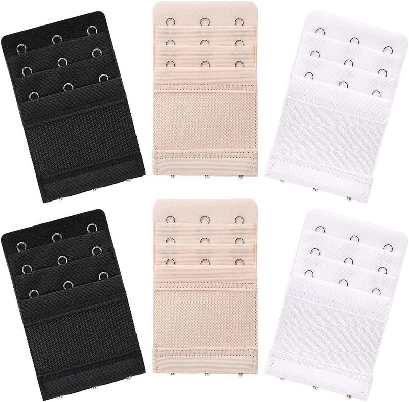 Akstore 6 Pieces Women's Soft Comfortable Elastic Bra Extenders Bra Extension Strap 3 Hook 3 Row Lady's Bra Extender Bra Band - Image 1