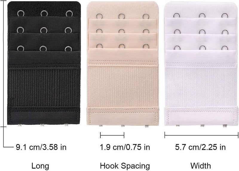 Akstore 6 Pieces Women's Soft Comfortable Elastic Bra Extenders Bra Extension Strap 3 Hook 3 Row Lady's Bra Extender Bra Band - Image 2