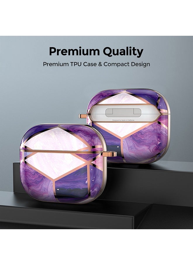 O Ozone - Case for Airpods Pro 2nd Generation, Full Body Protective Marble Gloss Finish Shockproof Hard Cover with Keychain -Purple - Image 1