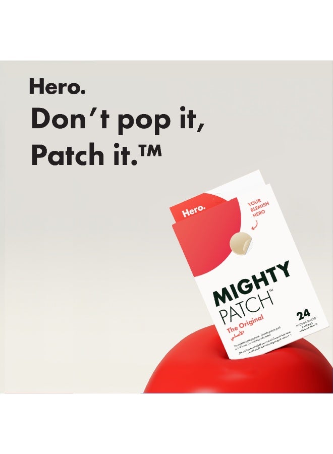 Hero Cosmetics لصقات هيرو مايتي الأصلية للهيدروكولود لعلاج حب الشباب والبثور في استخدام واحد؛ ملصقات ليلية للبقع للوجه والبشرة (24 قطعة) - Image 2