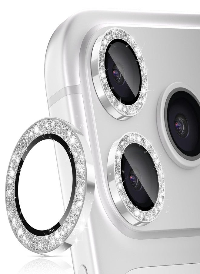 imluckies Camera Lens Protector for iPhone 17 Pro/iPhone 17 Pro Max, AR+AF Tempered Glass & 9H Hardness Shatterproof, HD Clear Metal Sparkle Lens Cover with Installation Tray 2025, Bling Sliver - Image 1