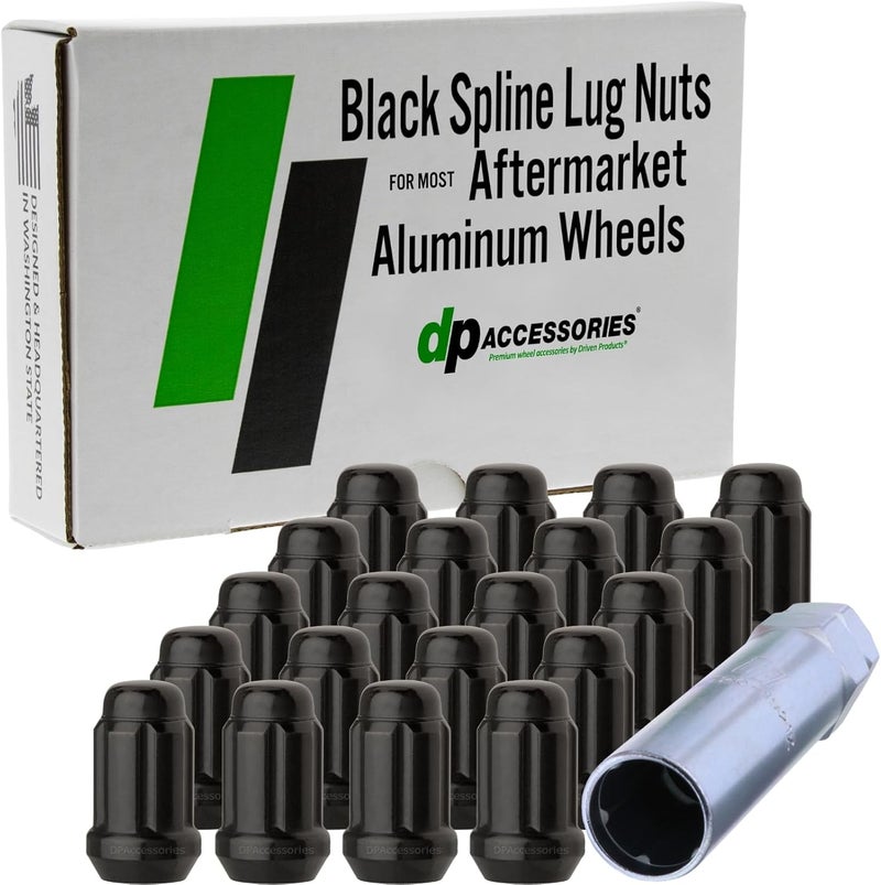 DPAccessories 20 Black Closed End Spline Tuner Lug Nuts - Image 1