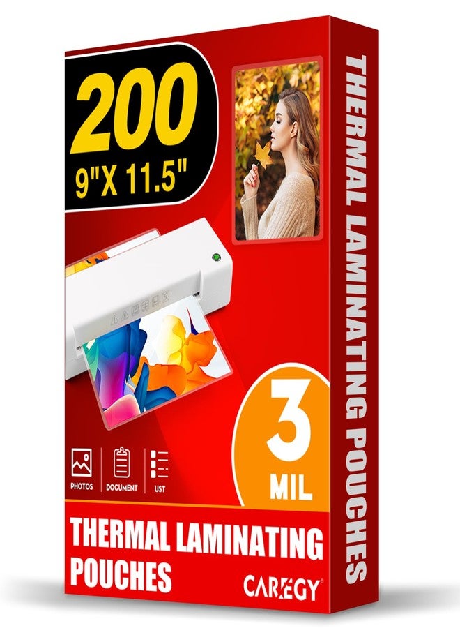 CAREGY Thermal Laminating Pouches, Holds 8.5 x 11 Inch Sheets,200 Pack Laminating Sheets, 3 Mil, 9 x 11.5 Inches Lamination Sheet Paper for Laminator, Clear, Letter Size, Office and School Supplies - Image 1