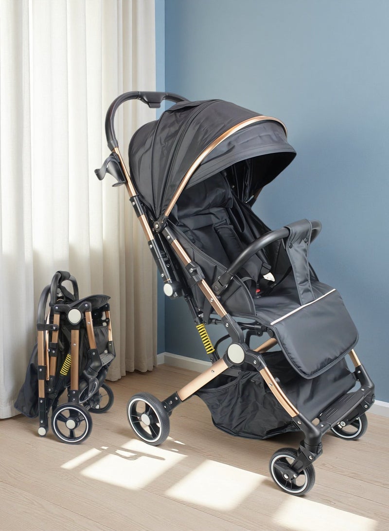 EASY FUTURE Two-way One-click Foldable Travel Stroller Ultra Lightweight with Comfortable and Shock Absorbent Multi Position Reclining Seat Adjustable Canopy Foldable Storage Basket NO.1105 - Image 1