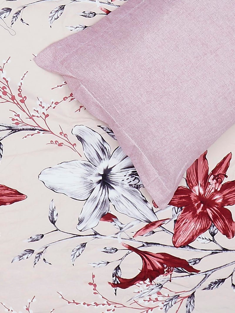 Monte Carlo Off White Printed King Size 130 GSM 1 Fitted Bedsheet with 2 Pillow Cover - Image 5