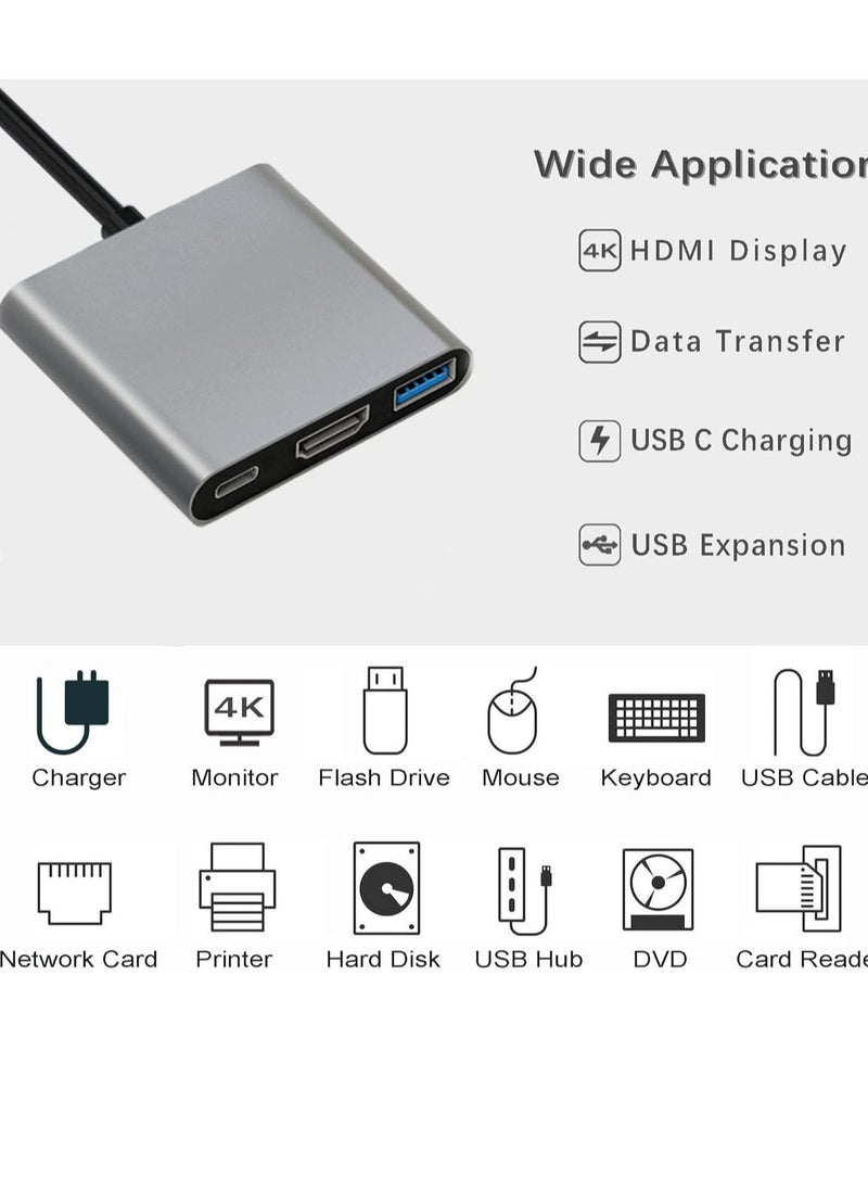 USB-C to HDMI Multiport Adapter with Charging Port – 4K Converter, USB 3.0 Adapter, Compatible with Mac, iPad Pro, MacBook, Chromebook