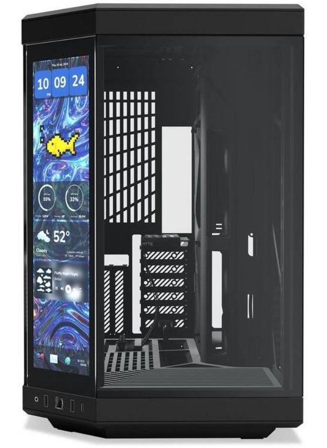 هايت كيس HYTE Y70 Touch Infinite ميد تاور ATX – أسود، شاشة لمس 14.5 بوصة بدقة 2.5K، تصميم مزدوج الغرفة، دعم حتى 10 مراوح وراديتر 360 مم – الموديل: CS-HYTE-Y70TI-BB  - Image 2