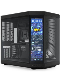 كيس HYTE Y70 Touch Infinite ميد تاور ATX – أسود، شاشة لمس 14.5 بوصة بدقة 2.5K، تصميم مزدوج الغرفة، دعم حتى 10 مراوح وراديتر 360 مم – الموديل: CS-HYTE-Y70TI-BB