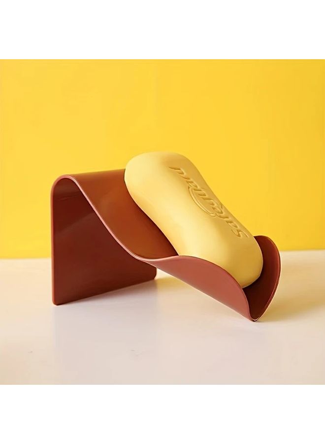 Yellow Self Adhesive Leaf Pattern Soap Holder With Drainage Holes No Drill Space Saving Bathroom Shelf - Image 5