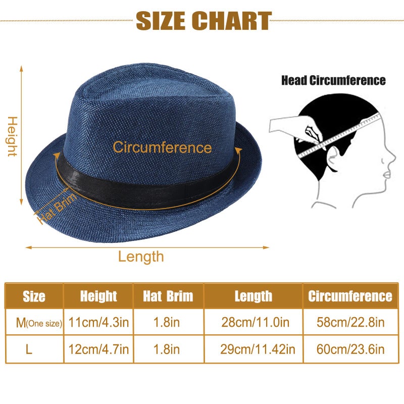 Ultrafun 5 Pack Short Brim Fedora Classic Summer Beach Sun Hat Panama Straw Cap for Men Women (5Pack-Black+White+Khaki+Blue+Wine Red) - Image 2