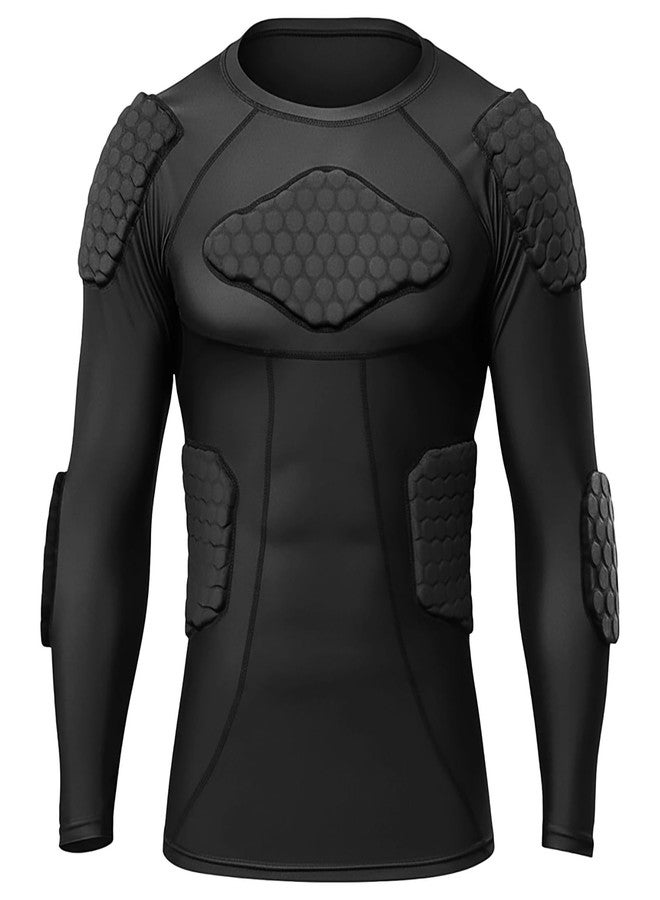 Varku Padded Football Training Shirt, Men's Long Sleeve Honeycomb Protective Base Layer, Impact Resistant Training Gear - Image 1