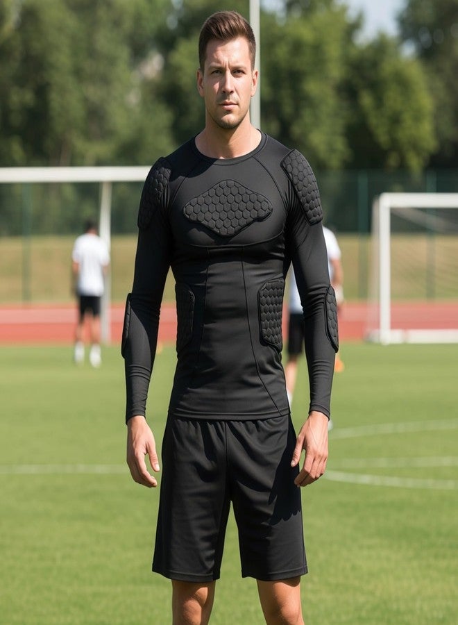 Varku Padded Football Training Shirt, Men's Long Sleeve Honeycomb Protective Base Layer, Impact Resistant Training Gear - Image 2