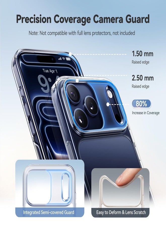 جراب CASEKOO لهاتف iPhone 17 Pro Max، ناعم وشفاف كالكريستال، حاصل على براءة اختراع، مقاوم للاصفرار، مصنوع من مادة TPU نقية، يوفر حماية فائقة تصل إلى 15 قدمًا بمعايير عسكرية، تصميم نحيف وشفاف، مناسب للرجال والنساء، مقاس 6.9 بوصة، شفاف - Image 3
