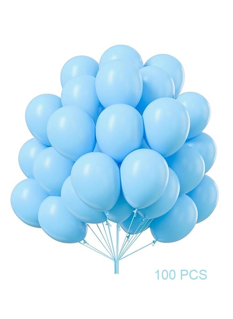 Boxwoods 100 PCS Light Blue Color Natural Rubber Latex Balloons 12inch For Baby Boy Gender Reveal And Birthday Party - Image 1