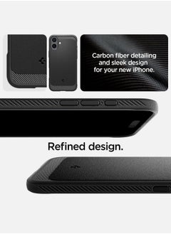 Spigen غطاء Rugged Armor MagFit لهاتف iPhone 16 مزود بنسيج MagSafe وألياف الكربون (2024) - أسود غير لامع  - Image 3