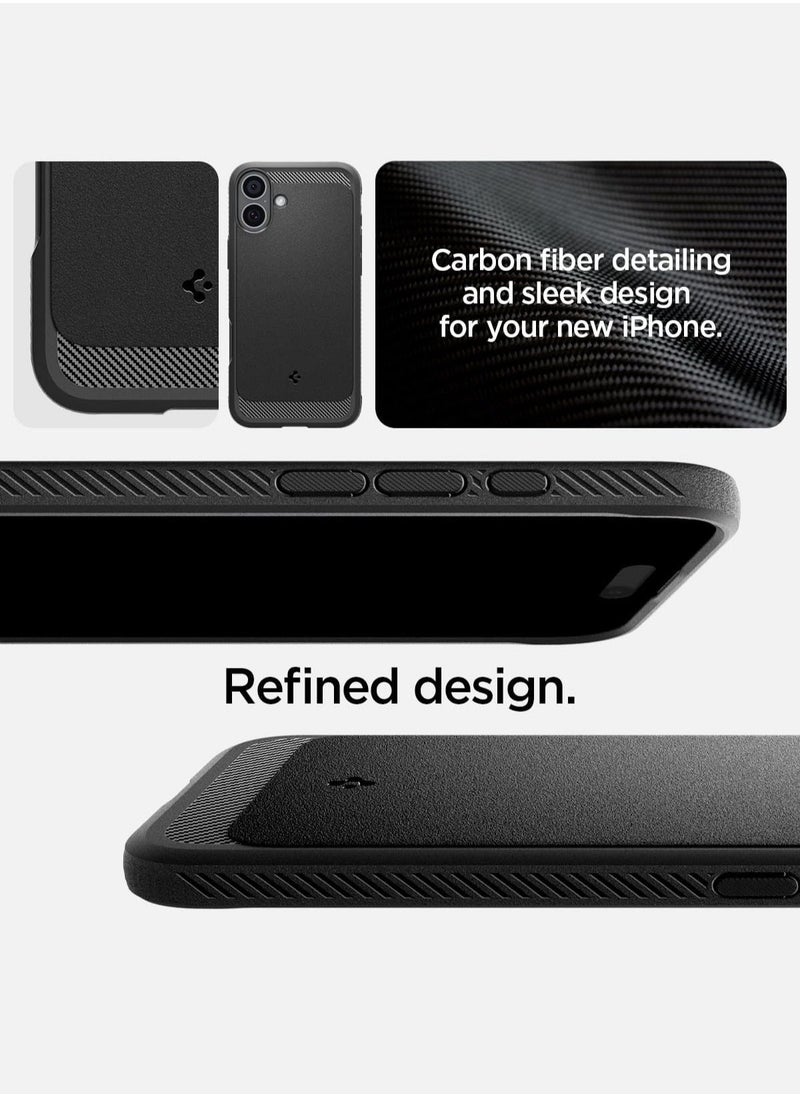 Spigen - غطاء Rugged Armor MagFit لهاتف iPhone 16 مزود بنسيج MagSafe وألياف الكربون (2024) - أسود غير لامع - Image 1