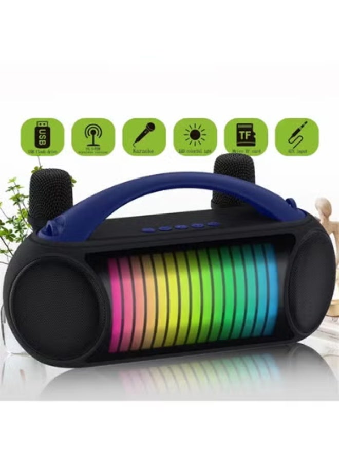Gravity NR-222 Portable Bluetooth Karaoke Speaker – Dual Wireless Microphones, Deep Bass, LED Lights, USB/TF/AUX Support, Rechargeable Battery for Party, Travel & Outdoor Entertainment - Image 5