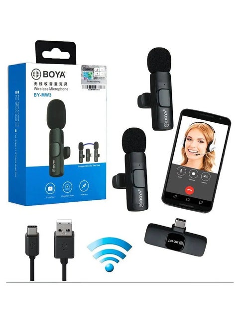 BOYA BY-MW3 Wireless Microphone – Original – Dual Mic with Receiver for Professional Recording