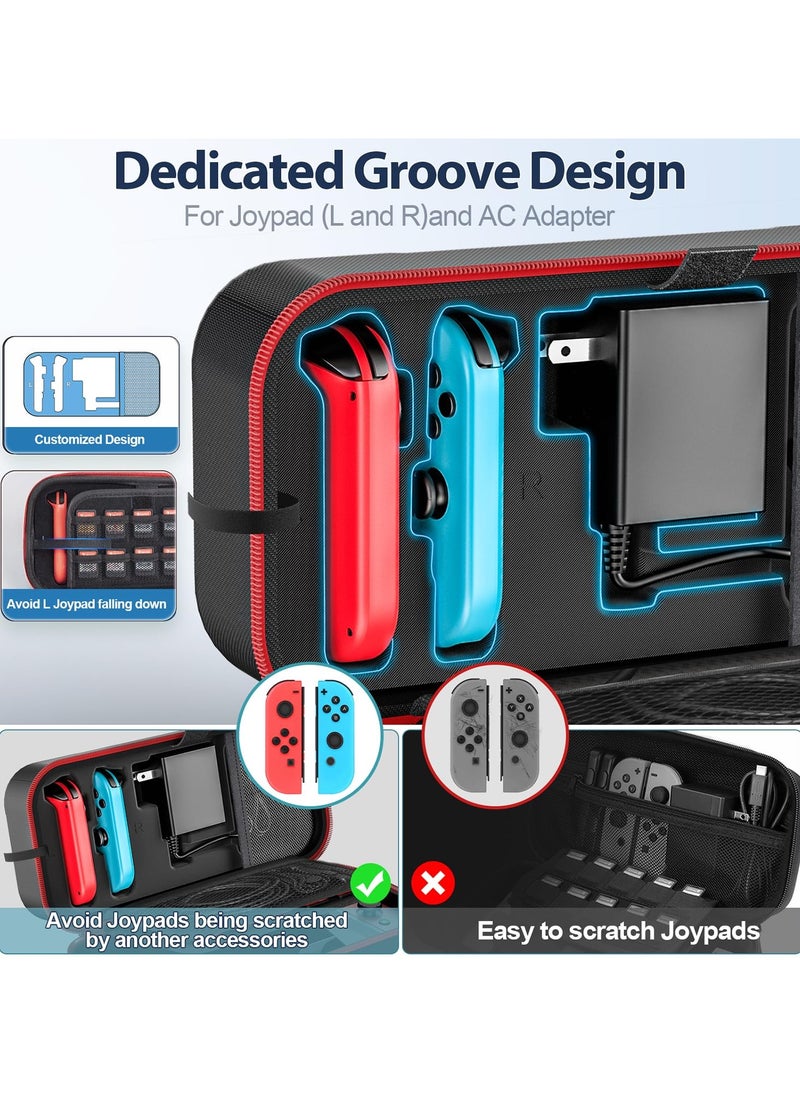 XICEN - Carrying Case Compatible with Nintendo Switch & Switch OLED, Portable Switch Travel Carry Case Fit for Joy-Con and Adapter, Hard Shell Protective Switch Pouch Case - Image 1