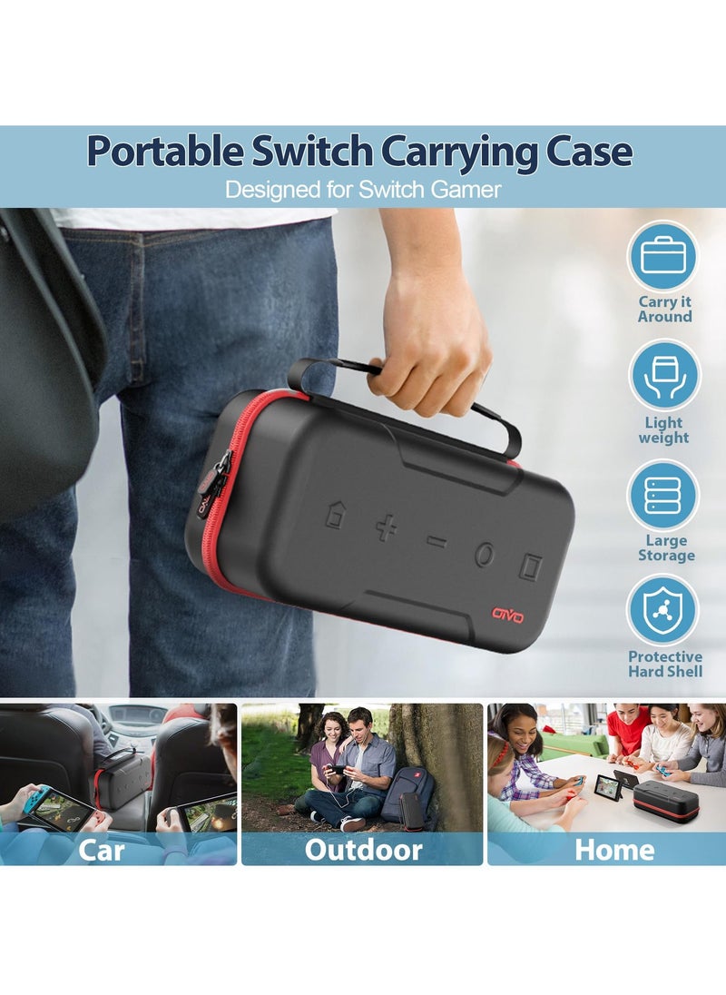 XICEN - Carrying Case Compatible with Nintendo Switch & Switch OLED, Portable Switch Travel Carry Case Fit for Joy-Con and Adapter, Hard Shell Protective Switch Pouch Case - Image 1
