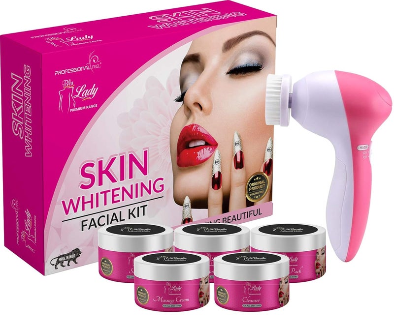 Professional Feel Blue Lady Diamond Skin Whitening Tightening Facial Kit With Face Massager Best Instat Glow Facial Kit Ever in INDIA 275 gm - Image 1
