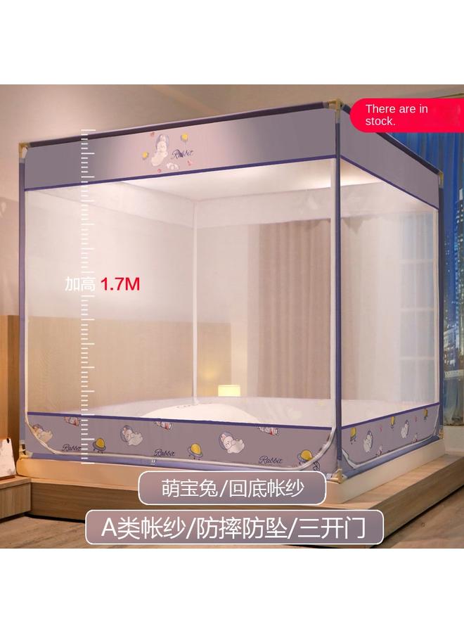 Bluejw 2022 Bed-style Square Top Anti-drop Mosquito Net Wholesale Three-door Zipper Seat Bed Tone Household Children's Anti-drop Text Tone - Image 1