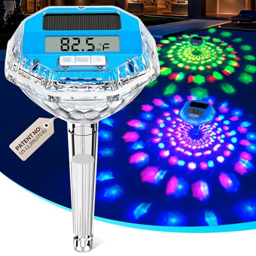 Pircaath 2025 Upgrade Digital Pool Thermometer Floating Easy Read Solar Pool Thermometer with Dynamic Light Show Large LCD Screen IP68 Waterproof Pools Water Temperature Thermometers for Hot Tub - Image 1