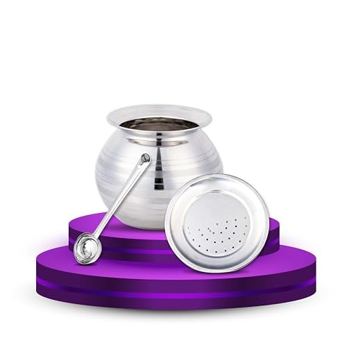 Wishome Stainless Steel Rice Pot/Diwali Rice Cookpot/Pongal Pot/Gundu/Cooker/Handi with Lid Vadi Plate and Ladle/Spoon, Diwali Gift Set, 3.5 Litres(L-16.5cmxW-16.5cmxH-17cm) - Image 2