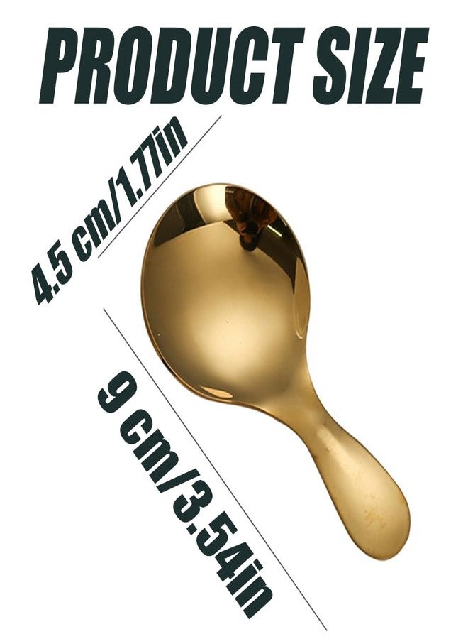 Quweiz 5 PCS Short Handle Spoons Gold Mini Spoon, 3.5 Inches Stainless Steel Mini Scoop for Canisters, Small Coffee Scoops Candy Scoops Salt Spoons Condiments Spoon Dessert Spoon (Gold) - Image 4