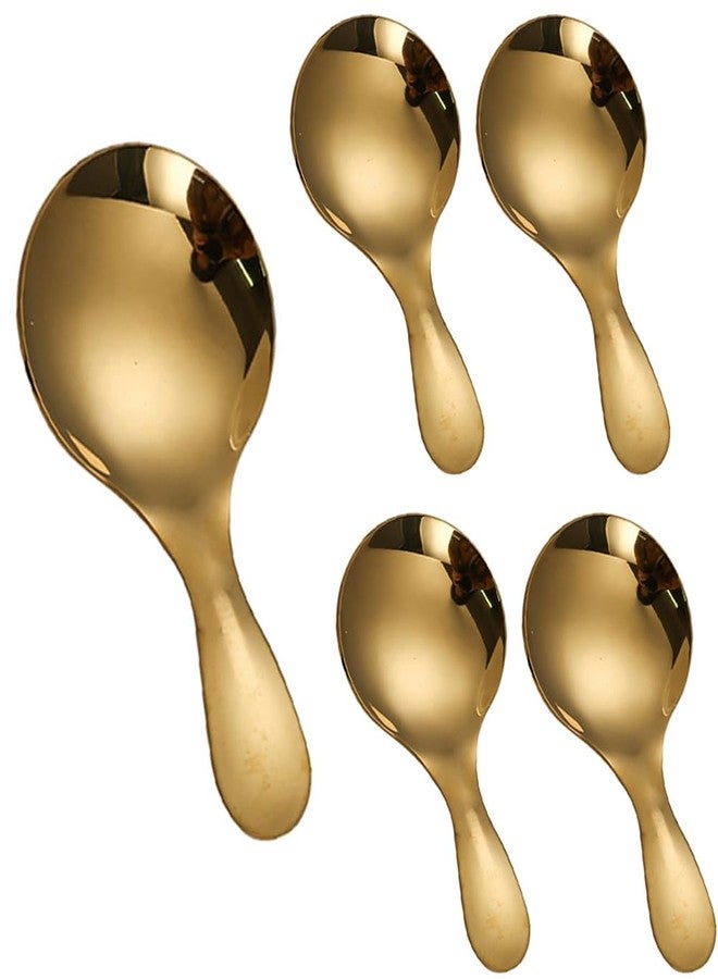Quweiz 5 PCS Short Handle Spoons Gold Mini Spoon, 3.5 Inches Stainless Steel Mini Scoop for Canisters, Small Coffee Scoops Candy Scoops Salt Spoons Condiments Spoon Dessert Spoon (Gold) - Image 2