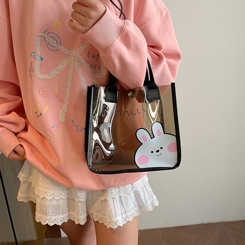 Transparent Large-Capacity Bag Women'S Bag 2025 Fashion Cartoon Jelly Bag Fashionable Versatile Handbag - Image 4