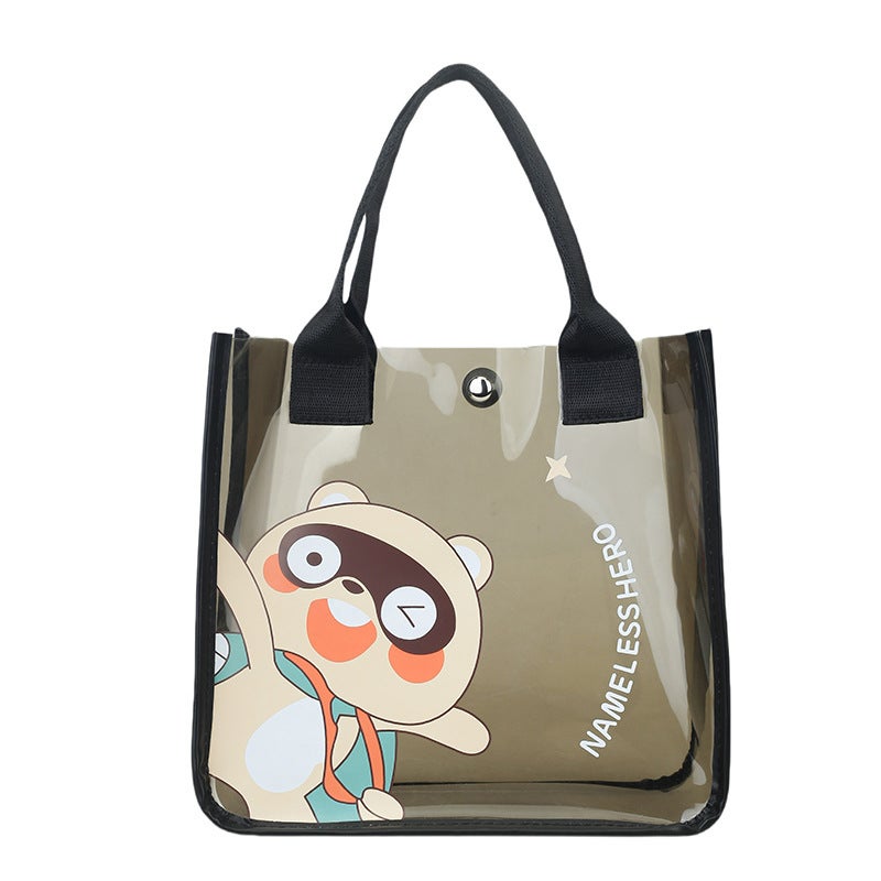Transparent Large-Capacity Bag Women'S Bag 2025 Fashion Cartoon Jelly Bag Fashionable Versatile Handbag - Image 1
