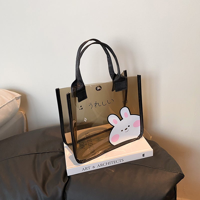 Transparent Large-Capacity Bag Women'S Bag 2025 Fashion Cartoon Jelly Bag Fashionable Versatile Handbag - Image 3