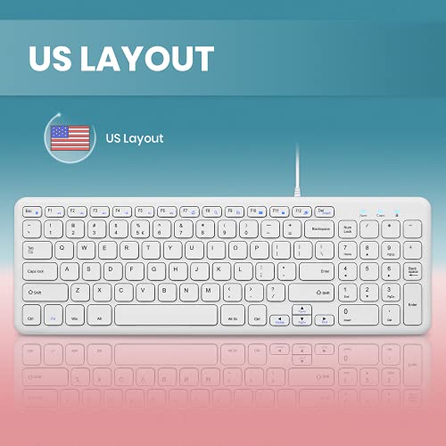 Perixx PERIBOARD213W Wired Quiet USB Scissor Keyboard 1445x476x070 Inches Compact Design with Number Pad White US English PERIBOARD213US - Image 3