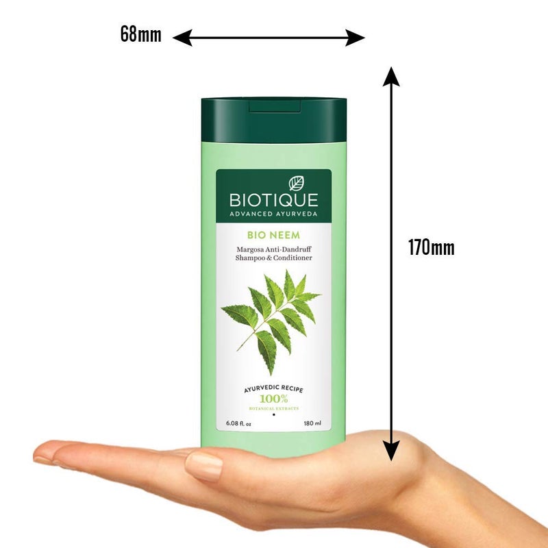 Biotique Bio Neem Margosa Anti Dandruff Shampoo and Conditioner, 180ml - Image 3