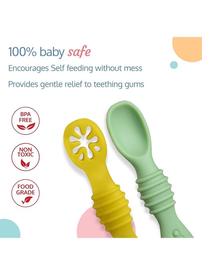 Luvlap Baby - Led Weaning Silicone Spoons, Set of 2, First Stage Self-Feeding Baby Spoon Cum Training Spoons for Self Feeding, 6 M+, Gum Friendly, BPA Free - Image 3
