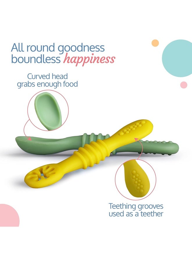 Luvlap Baby - Led Weaning Silicone Spoons, Set of 2, First Stage Self-Feeding Baby Spoon Cum Training Spoons for Self Feeding, 6 M+, Gum Friendly, BPA Free - Image 4