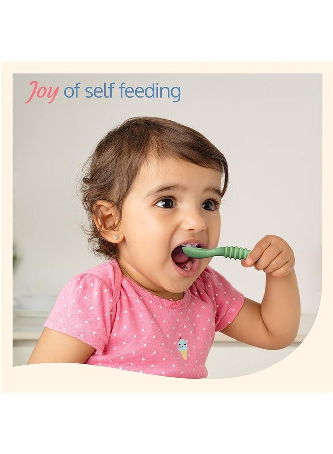 Luvlap Baby - Led Weaning Silicone Spoons, Set of 2, First Stage Self-Feeding Baby Spoon Cum Training Spoons for Self Feeding, 6 M+, Gum Friendly, BPA Free - Image 2