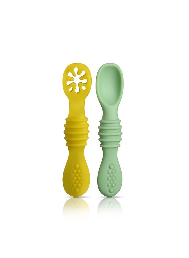 Luvlap Baby - Led Weaning Silicone Spoons, Set of 2, First Stage Self-Feeding Baby Spoon Cum Training Spoons for Self Feeding, 6 M+, Gum Friendly, BPA Free - Image 1