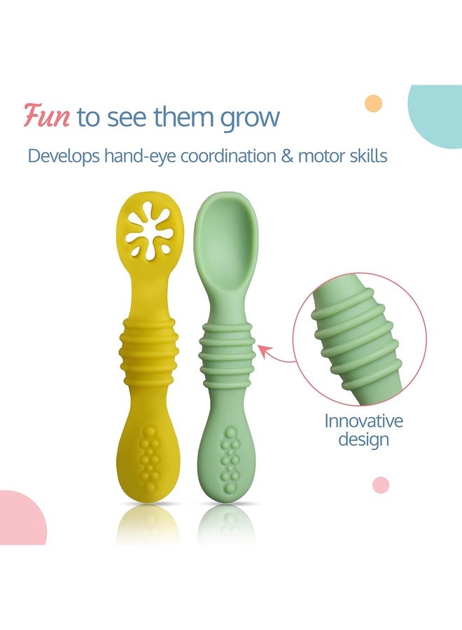 Luvlap Baby - Led Weaning Silicone Spoons, Set of 2, First Stage Self-Feeding Baby Spoon Cum Training Spoons for Self Feeding, 6 M+, Gum Friendly, BPA Free - Image 5