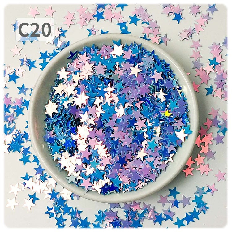 Generic YALEDUO 7MM Star Oil Paint Glitter, DIY No-Hole Flat Sequins C20 Golden Blue D-854
