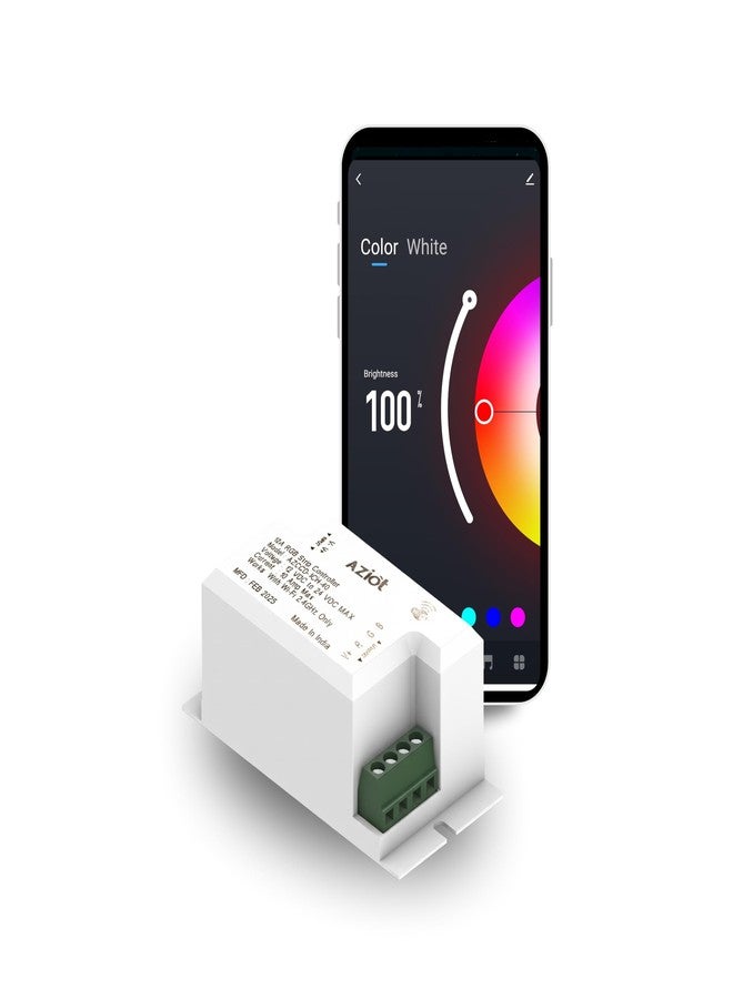 AZIOT 10A RGB Strip Light Controller, WiFi & Bluetooth Smart LED Strip Controller, 12V-24V DC, Music Sync, Scene Scheduling, App & Voice Control - Image 1
