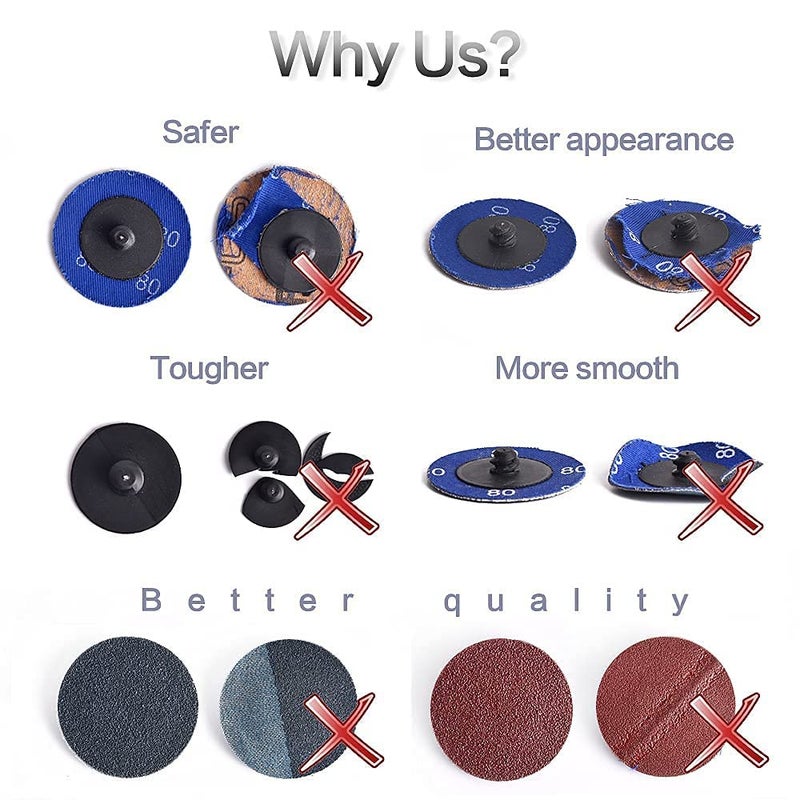 Tshya Quick Change Grinding Disc, 50 Pcs P60 2 inch Sanding Discs, Zirconia Coated Roll Lock Disc for Surface Prep (60 Grit) - Image 5